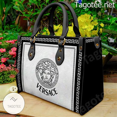 versace black leather bag|Versace black and white purse.